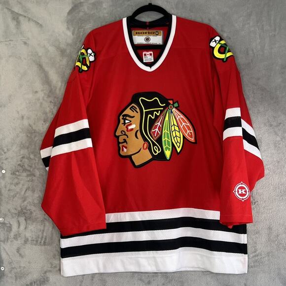 KOHO NHL Chicago Blackhawks Vintage Hockey Jersey Air-Knit Sport Maska Large